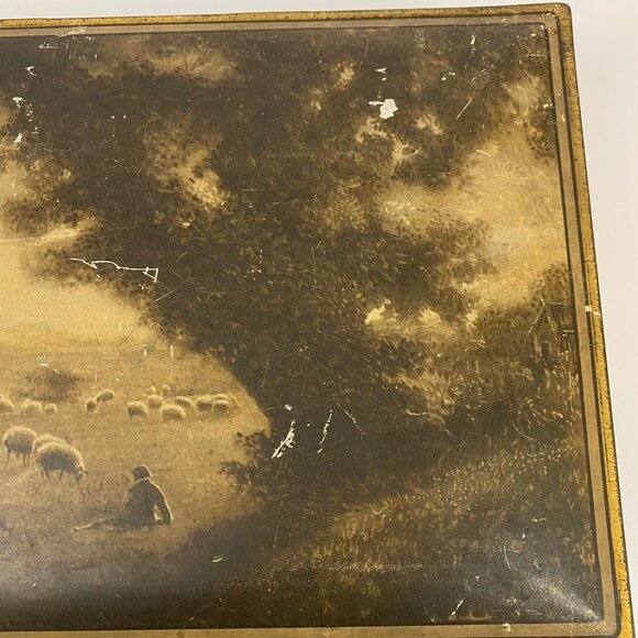 Vtg Vintage Uneeda NBC National Biscuit Company Hinged Box Farm Pasture Sheep - Picture 5 of 12